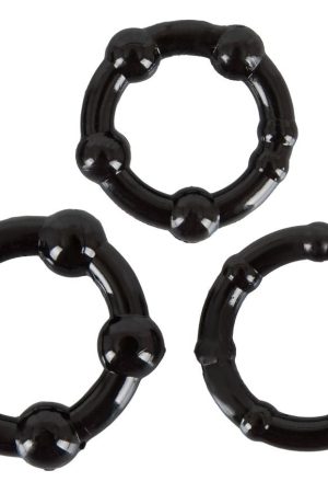 Black TPE Cock Rings – 3-Piece Set in Graduated Sizes