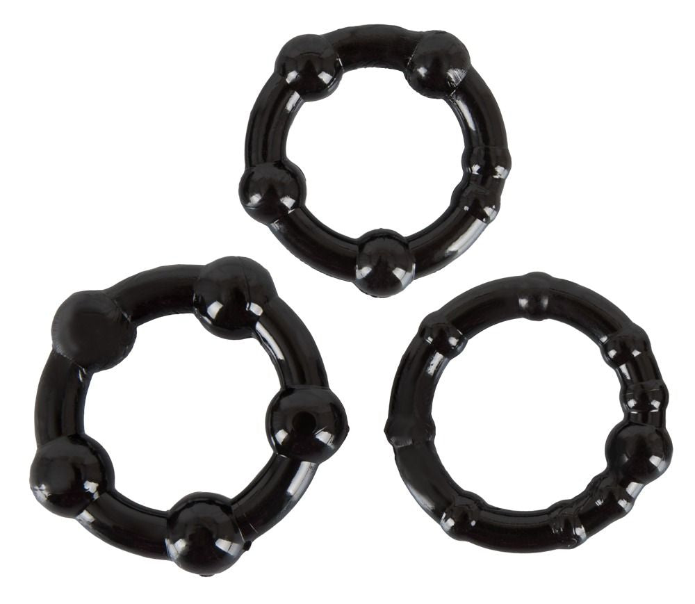 Black TPE Cock Rings – 3-Piece Set in Graduated Sizes