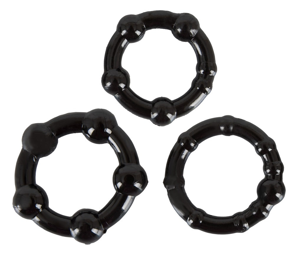 Beaded Black – Σετ 3 Τεμαχίων Ανατομικών Δαχτυλιδιών Πέους - Image 2