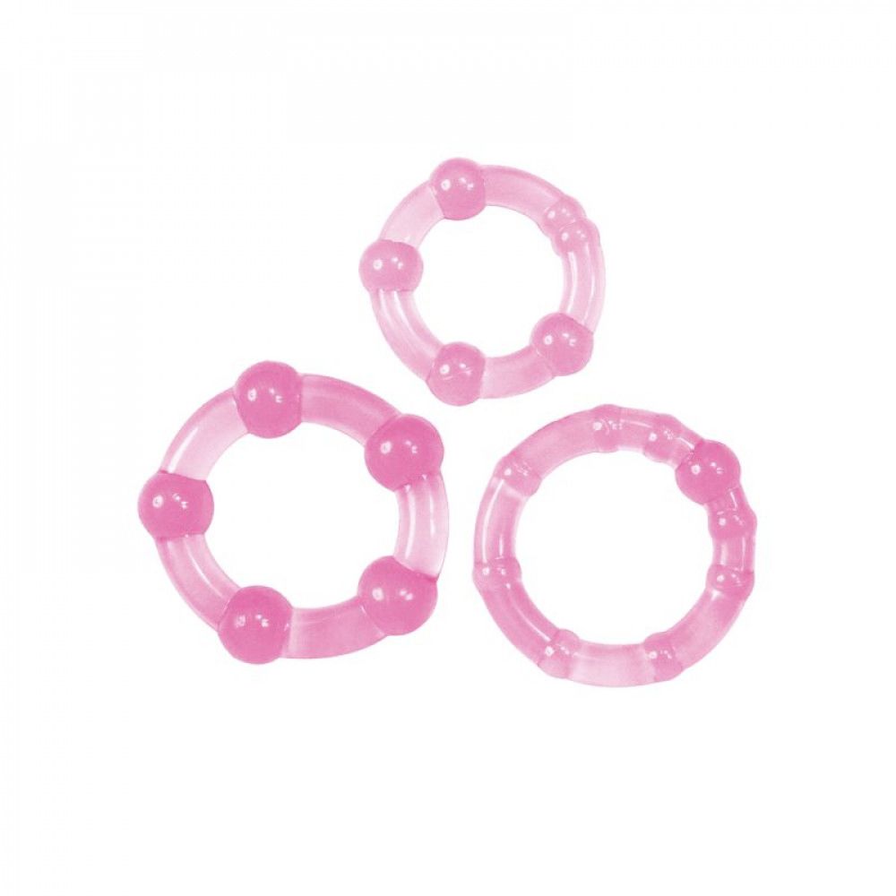 Pink Stretchy Rings – 3-Piece All-Purpose Erection Ring Set