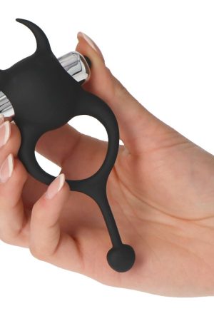 Devil Cock Ring with Vibrating Bullet – Black