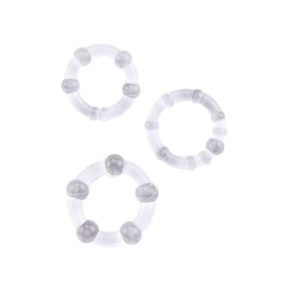 Beaded Clear 3-Piece Enhancement Ring Set – Textured & Elastic - Image 2