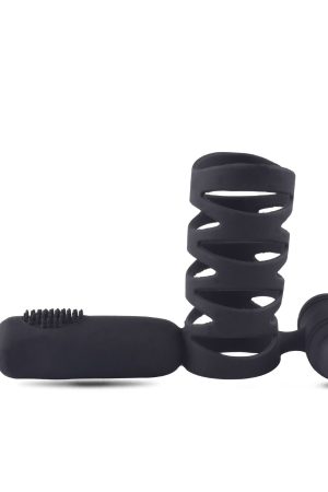 Vibrating Cock Ring with Anal Stimulator – Couples’ Edition Black