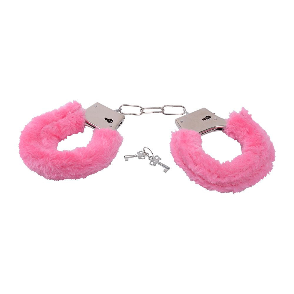 Fur Handcuffs Pink – Μεταλλικές Χειροπέδες με Ροζ Γούνα