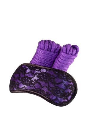 Excellent Power BDSM Sex Extra Kit – Purple Bondage Set with Ropes & Mask