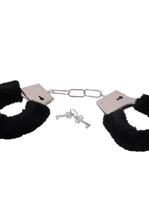 Toyz4Lovers Bestseller Handcuffs with Black Fur – Metal Cuffs with Black Faux Fur