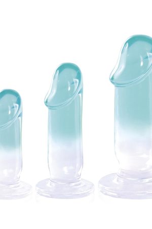 Glitzy Trainer 5.5 Blue – Σετ 3 Anal Plugs με Βεντούζα