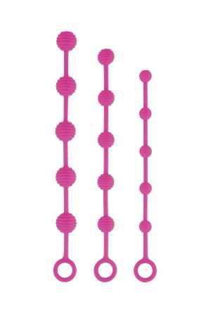 Bead Delight Fuchsia – 3-Piece Anal Bead Set with Safety Ring