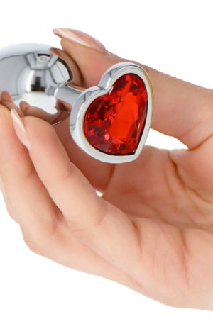 Heart Jewelry Aluminum Anal Plug – Silver/Red