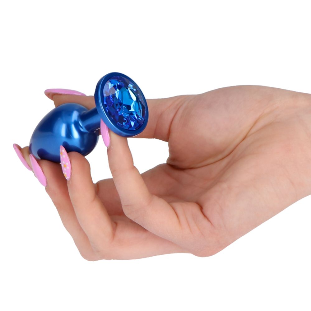 Dark Secret Metal Plug – Blue Jewel Anal Plug 7cm