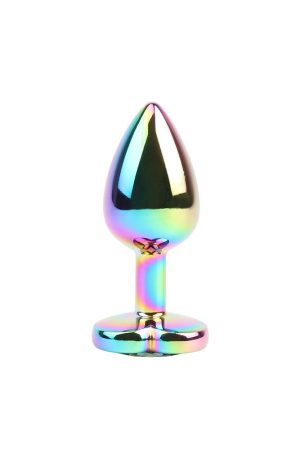 Rainbow Heart Metal Plug – Heart-Shaped Jewel Anal Plug 7cm