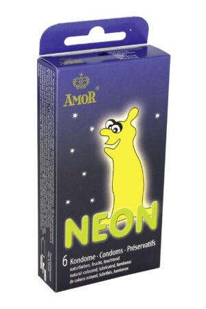 Amor Neon – Glow in the Dark Latex Condoms (6 Pack)