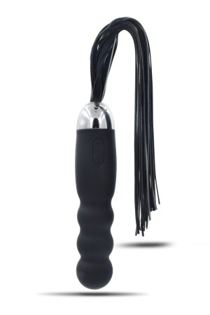Vibrating Whip & Anal Probe – Multiprogram Vibrator with Faux Leather Whip