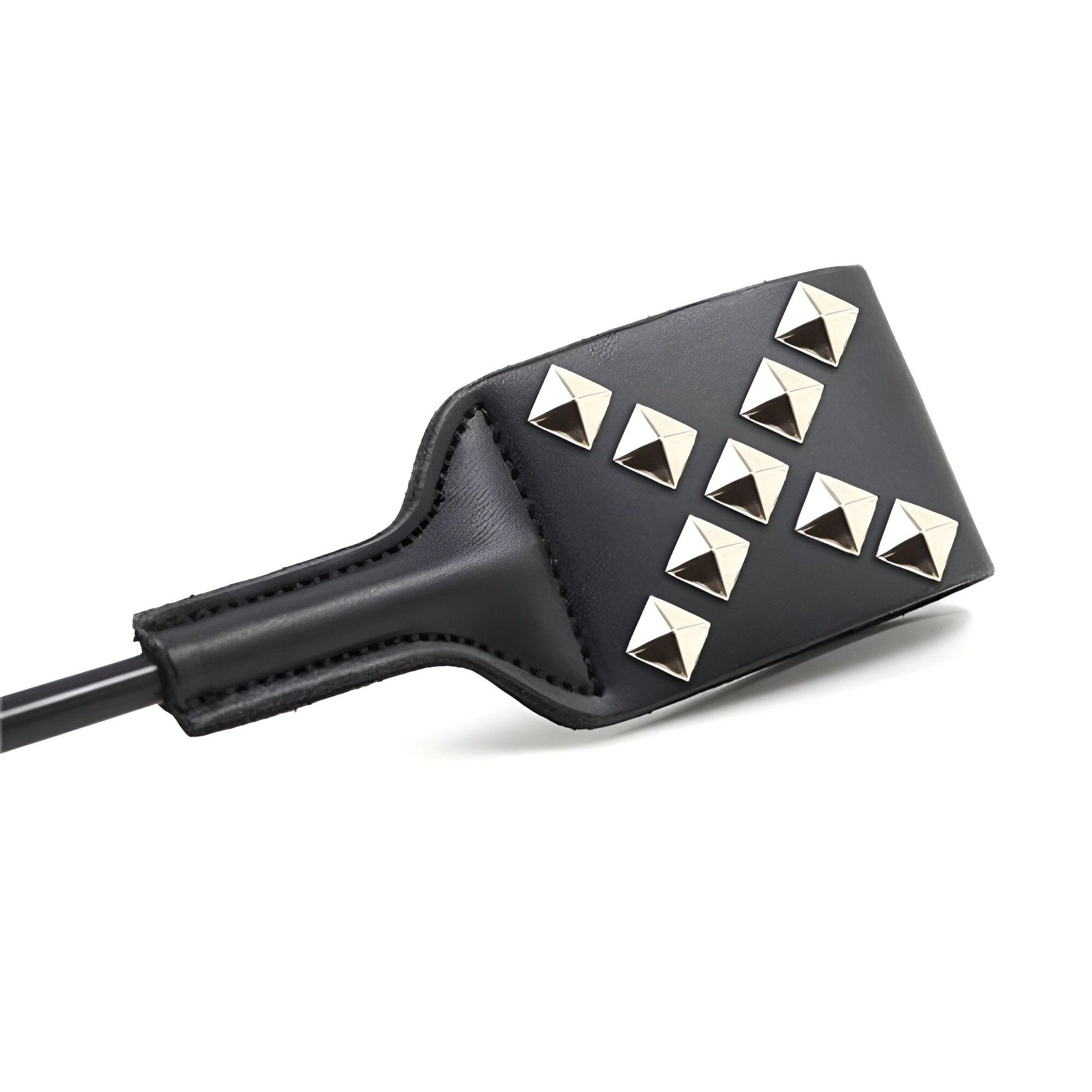 Faux Leather Riding Crop 53cm – Black Spanking Paddle with Studs - Image 2