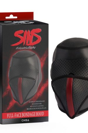 Chisa Full-Face Bondage Hood – Black & Red