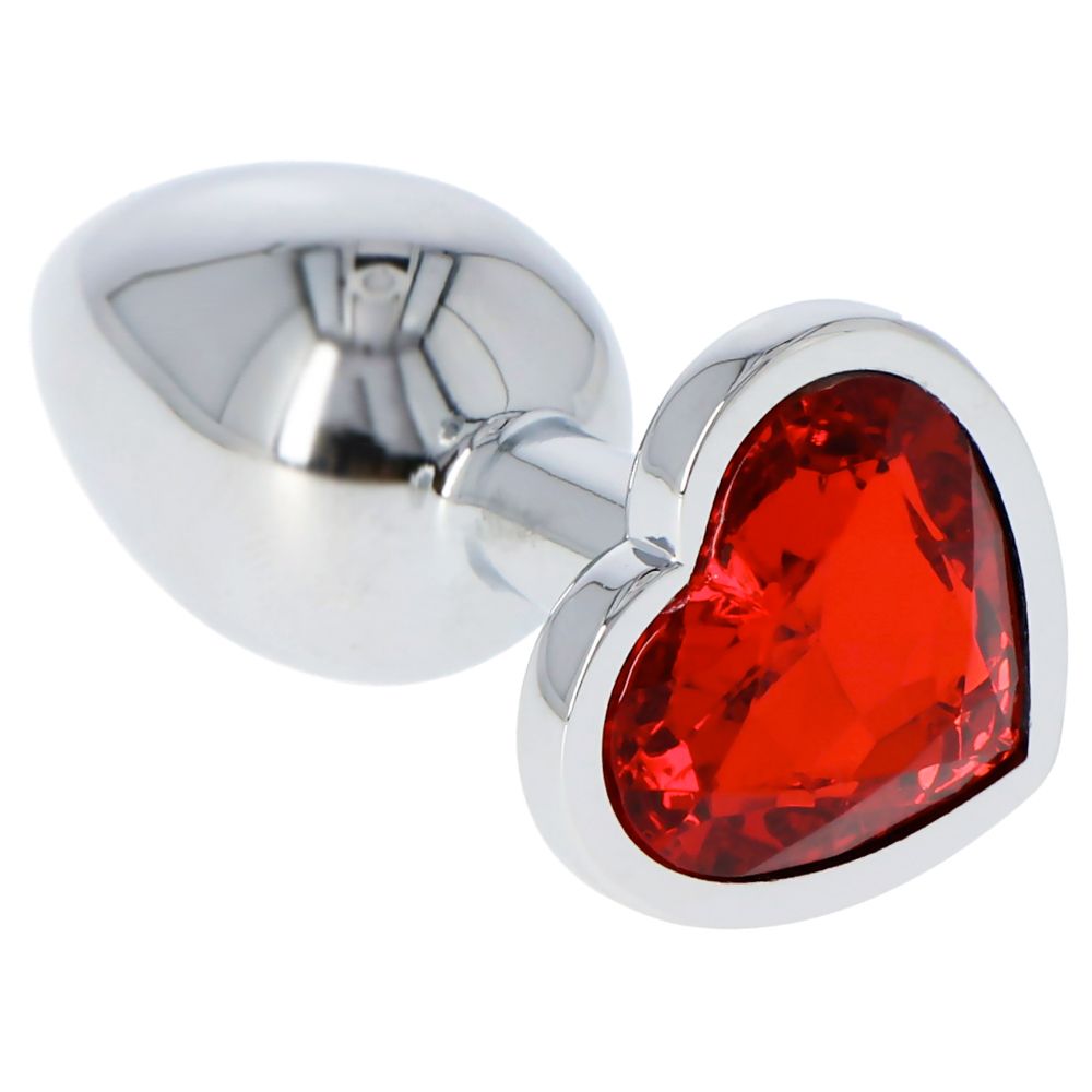 Heart Jewelry Aluminum Anal Plug – Silver/Red - Image 2