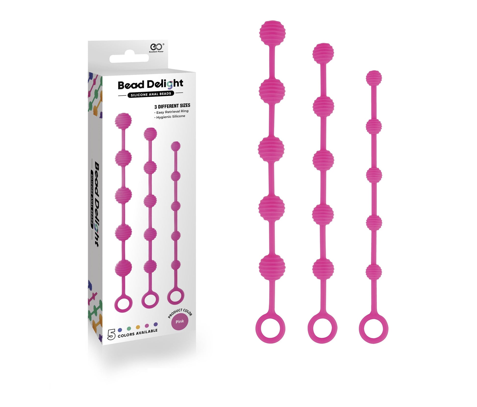 Bead Delight Fuchsia – Σετ 3 Τεμαχίων με Πρωκτικές Μπίλιες Σιλικόνης - Image 2