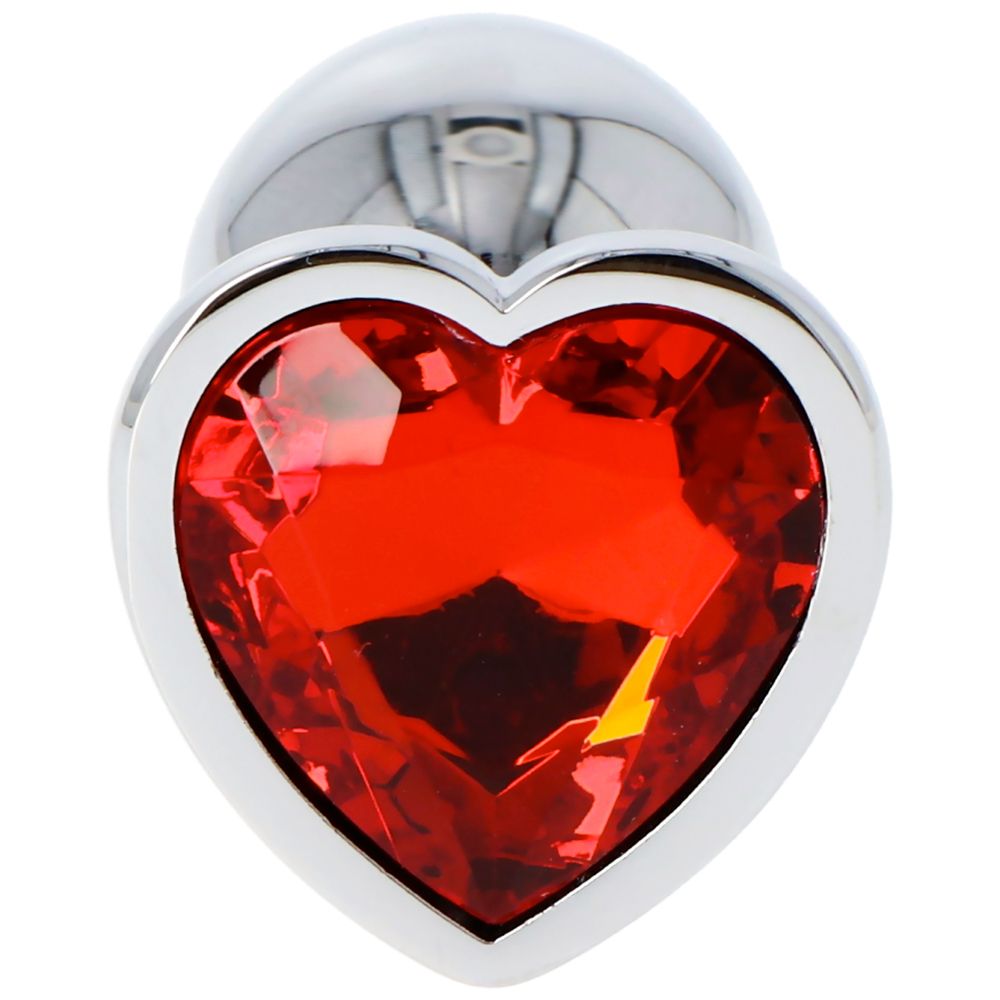 Heart Jewelry Aluminum Anal Plug – Silver/Red - Image 3
