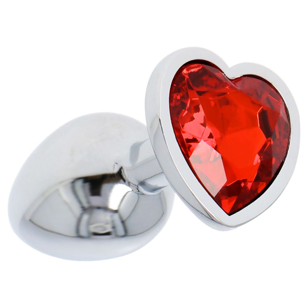 Heart Jewelry Aluminum Anal Plug – Silver/Red - Image 5