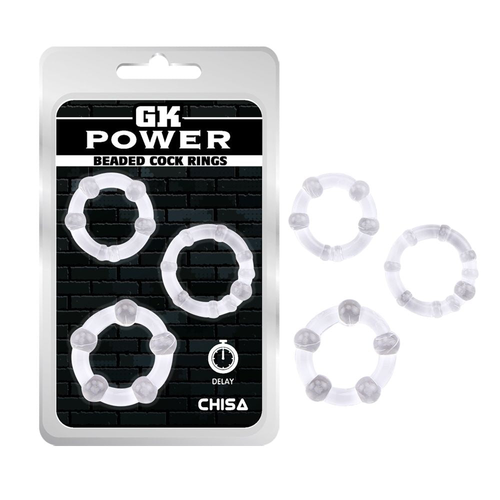 Beaded Clear 3-Piece Enhancement Ring Set – Textured & Elastic