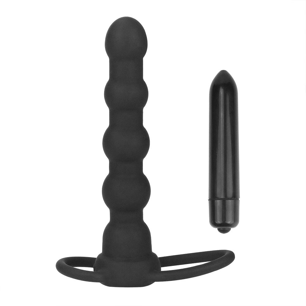 Double Penetration Vibrating Ring & Plug – Dual Stimulation Toy with Cock & Ball Rings (14cm) - Image 2