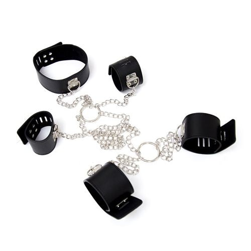 Fetish Art Full Body Kit – Metal Chain Restraints with Collar & Cuffs