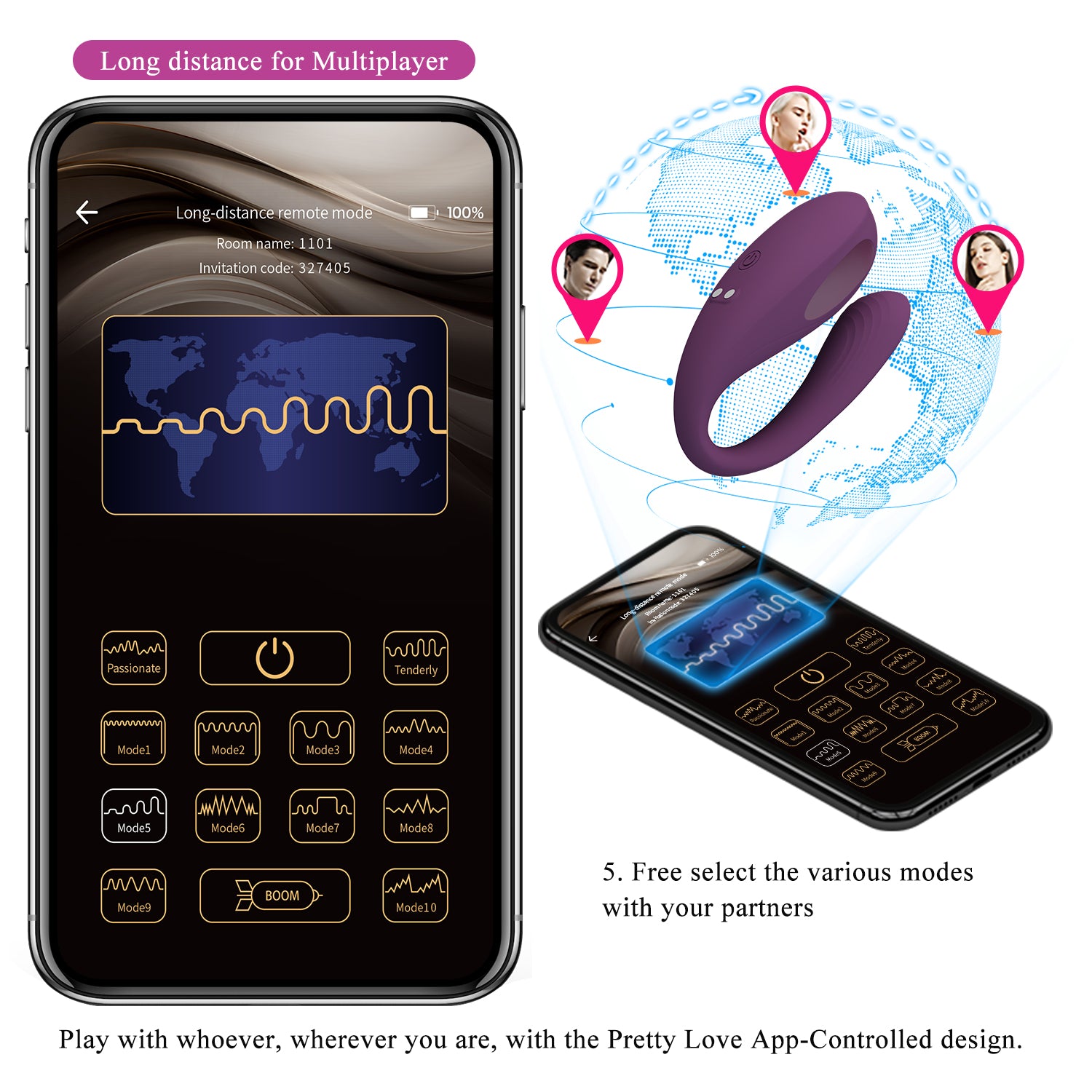 Pretty Love Aari – App-Controlled Rechargeable Couples Vibrator (9.1cm) - Image 15