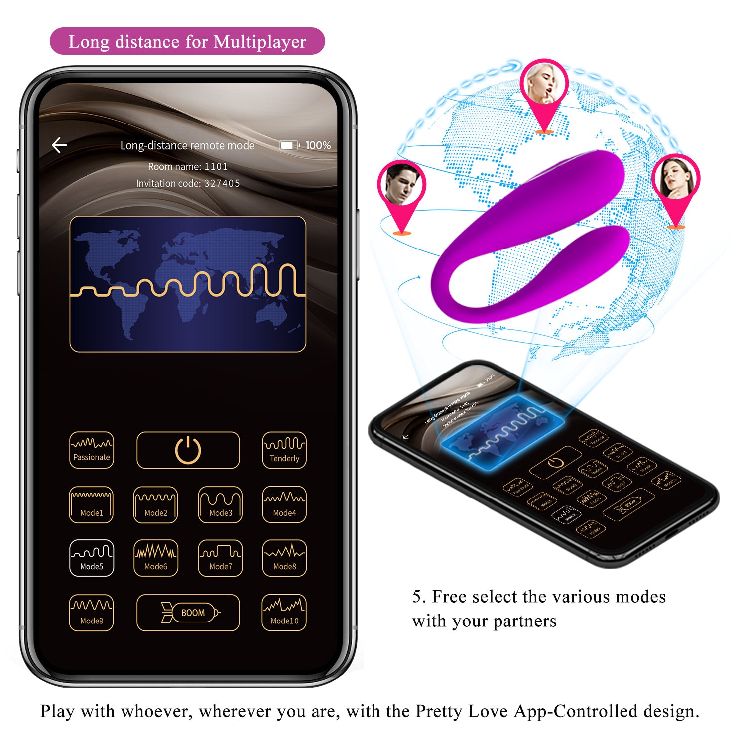 Pretty Love August – App-Controlled Rechargeable Couples Vibrator with 12 Modes (9.5cm) - Image 14