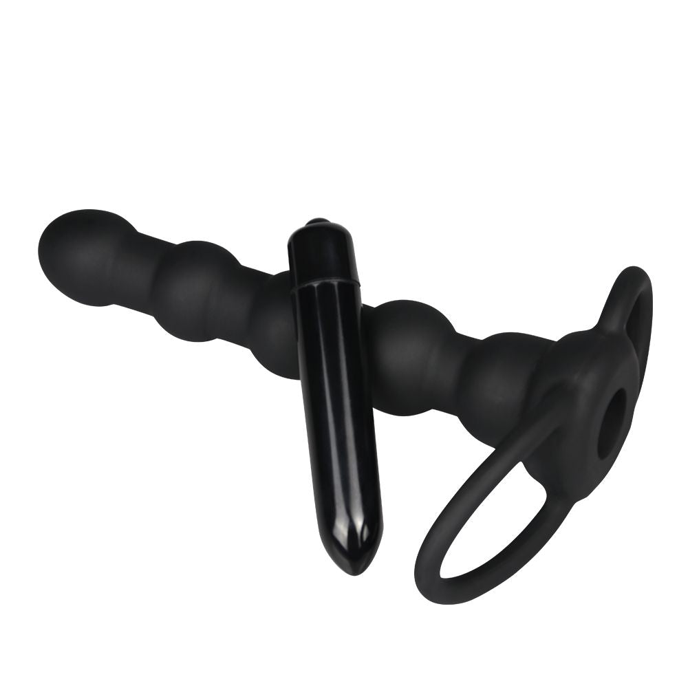 Double Penetration Vibrating Ring & Plug – Dual Stimulation Toy with Cock & Ball Rings (14cm) - Image 3