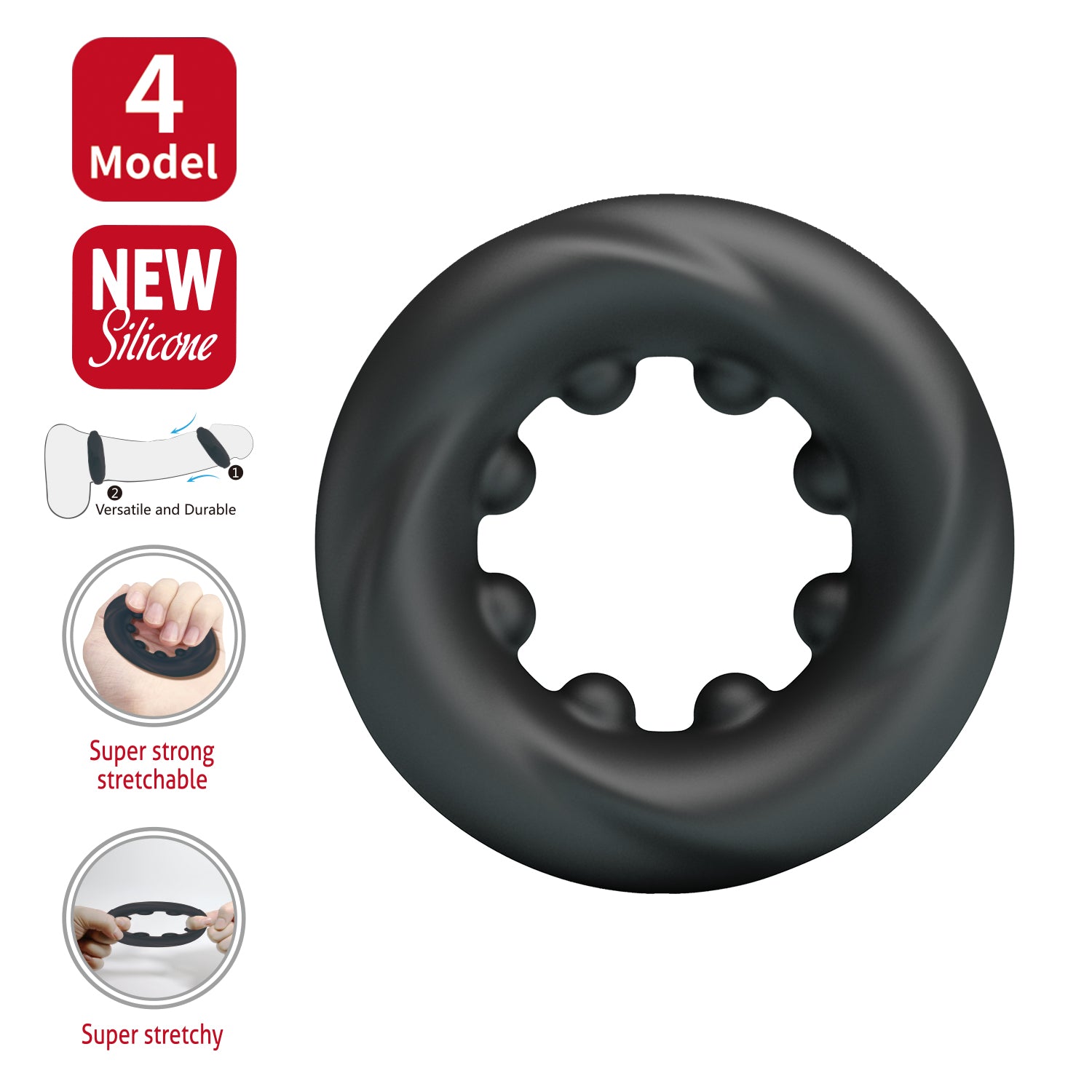 Crazy Bull Daquez – Silicone Cock Ring with Internal Stimulating Spheres - Image 2