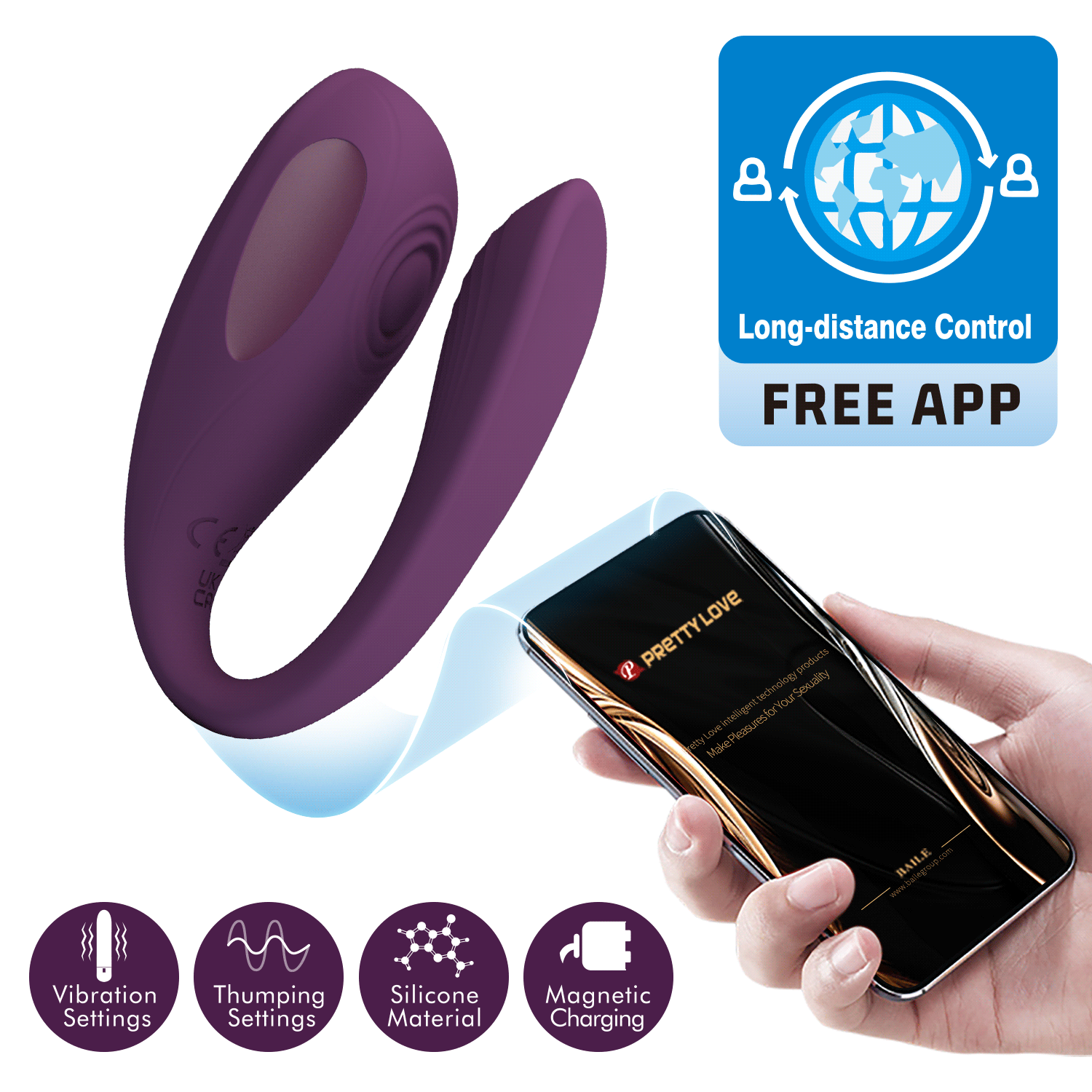 Pretty Love Aari – App-Controlled Rechargeable Couples Vibrator (9.1cm)