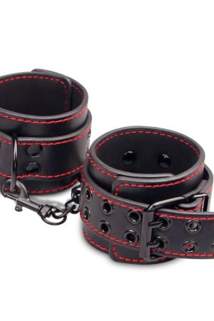 Pretty Love Fetish Pleasure – Μαύρες & Κόκκινες Χειροπέδες Eco-Leather