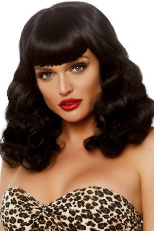 Pretty Love Retro Bang Curly Bob Wig – Black