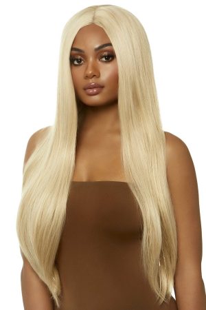 Long Straight Blonde Wig – Centre Part (Synthetic)