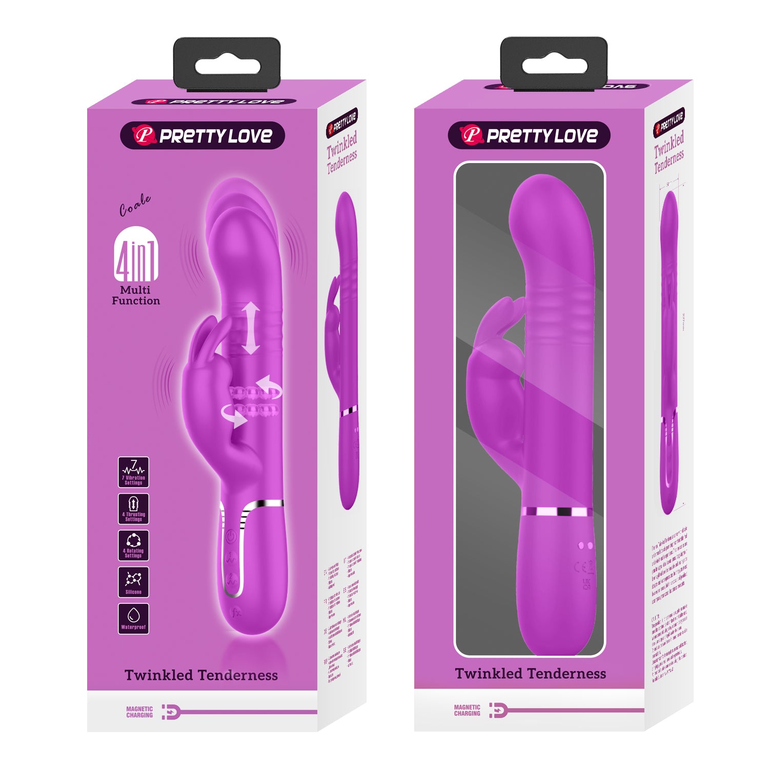 Coale Rechargeable 4-in-1 Rabbit Vibrator with Vertical Thrust (22.6cm) - Image 7