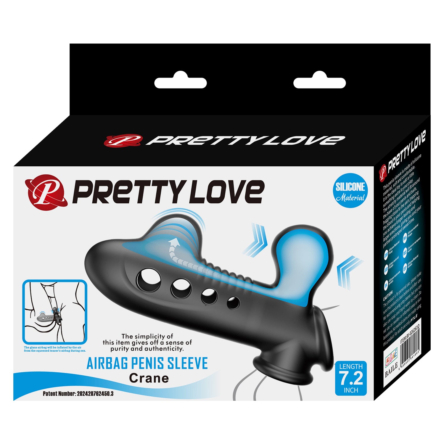 Pretty Love Patented Airbag Penis Sleeve with Strap (18.4cm) - Image 9