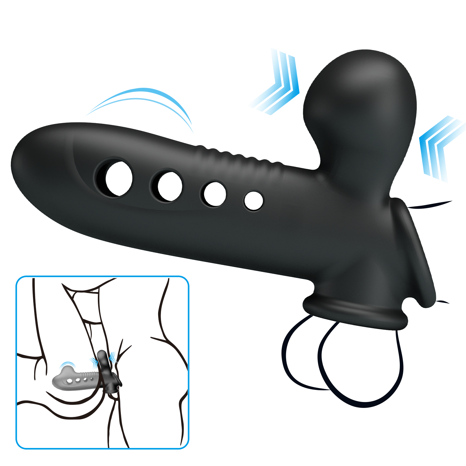 Pretty Love Patented Airbag Penis Sleeve with Strap (18.4cm)