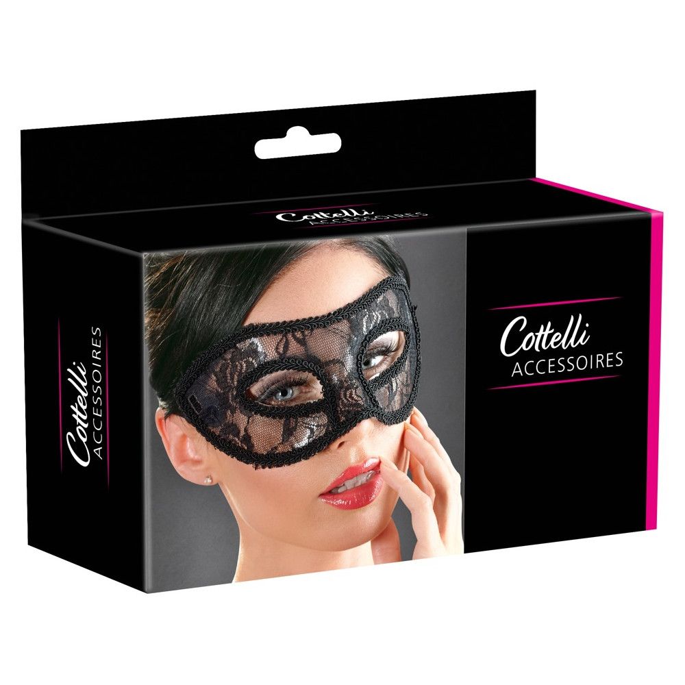 Cottelli Collection Lace – Black Transparent Lace Eye Mask - Image 4