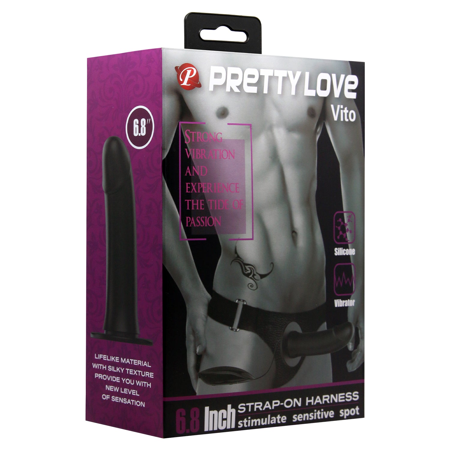 Pretty Love Vito Strap-On Vibrator & Harness with Remote (17.3cm) - Image 9