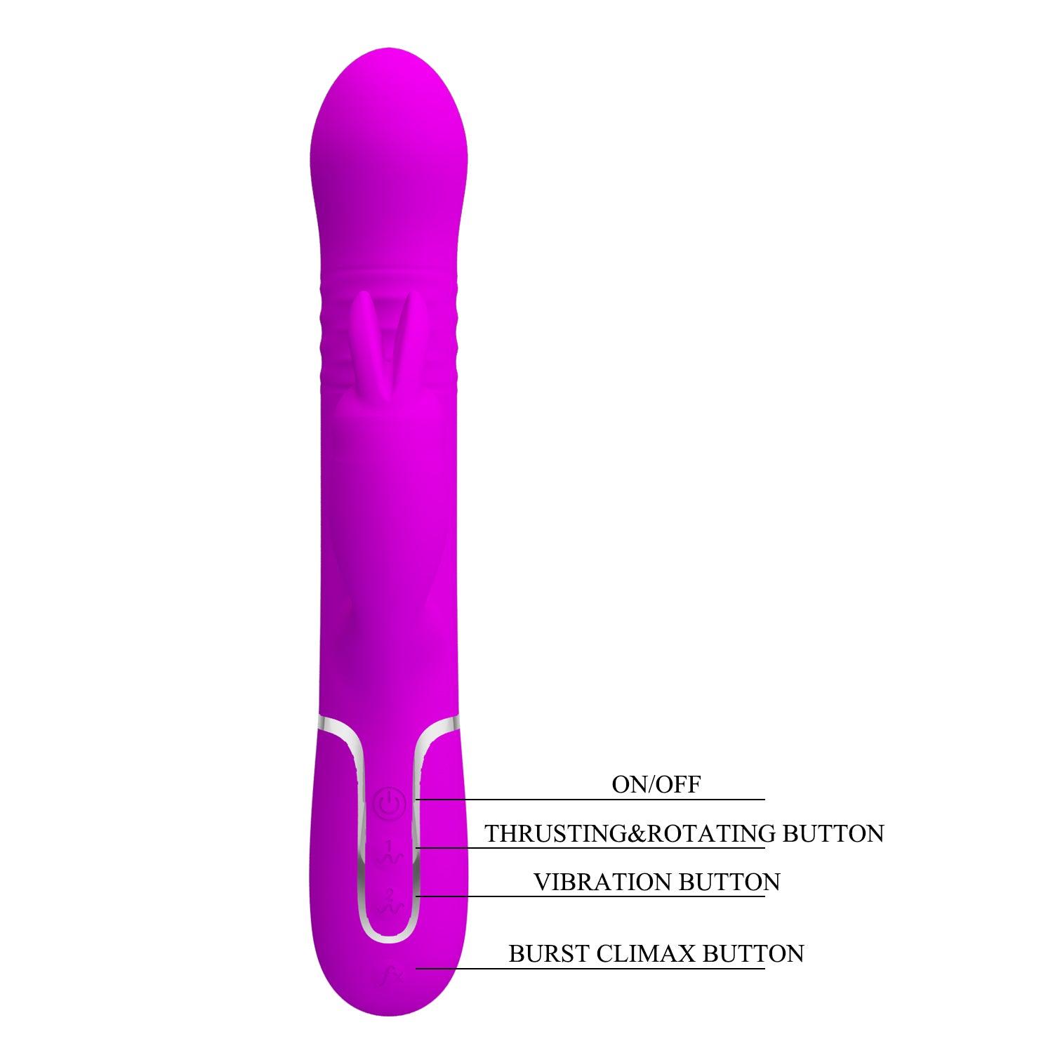 Coale Rechargeable 4-in-1 Rabbit Vibrator with Vertical Thrust (22.6cm) - Image 5