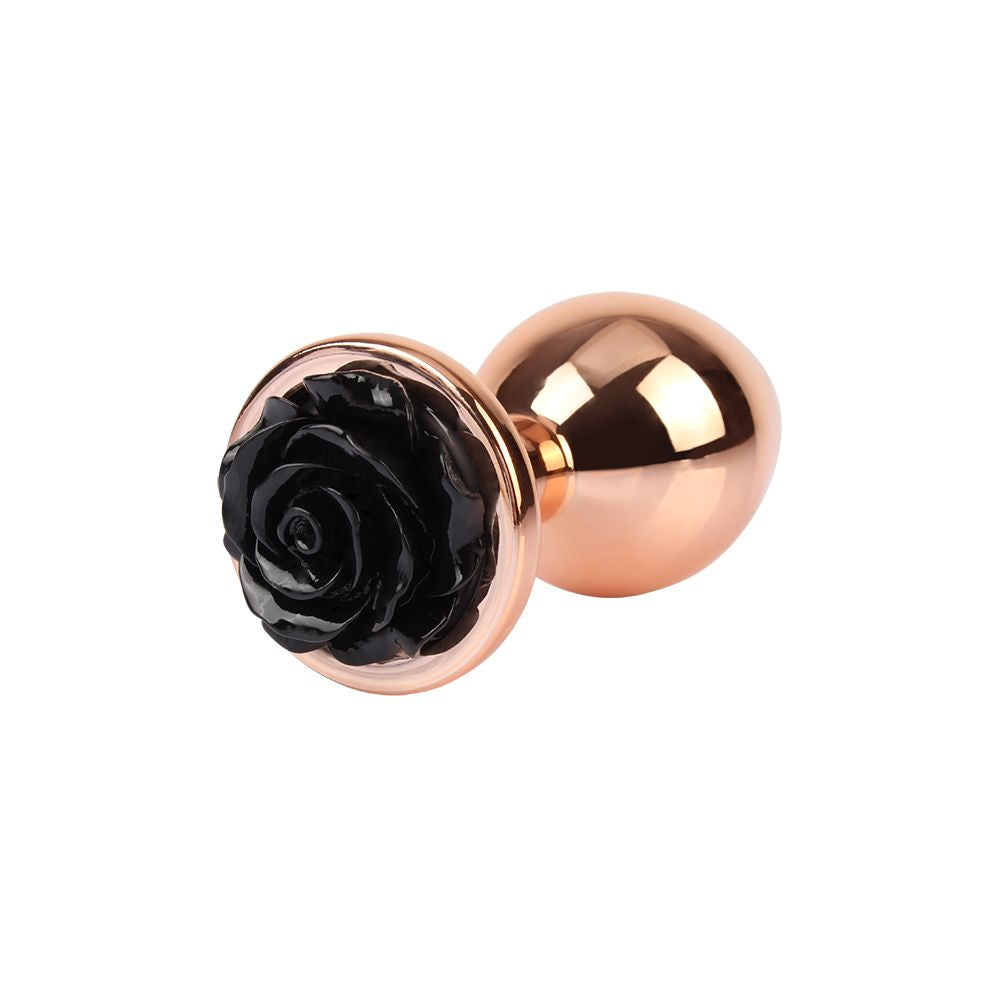 Evil Rose Gold Anal Plug (3,3cm) με Μαύρο Τριαντάφυλλο