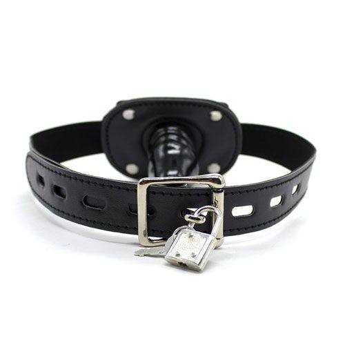 Black Gag with Short Penis & Padlock - Image 2
