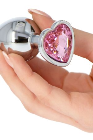 Pink Heart Plug – Aluminum Anal Plug with Heart Jewel (7 cm)