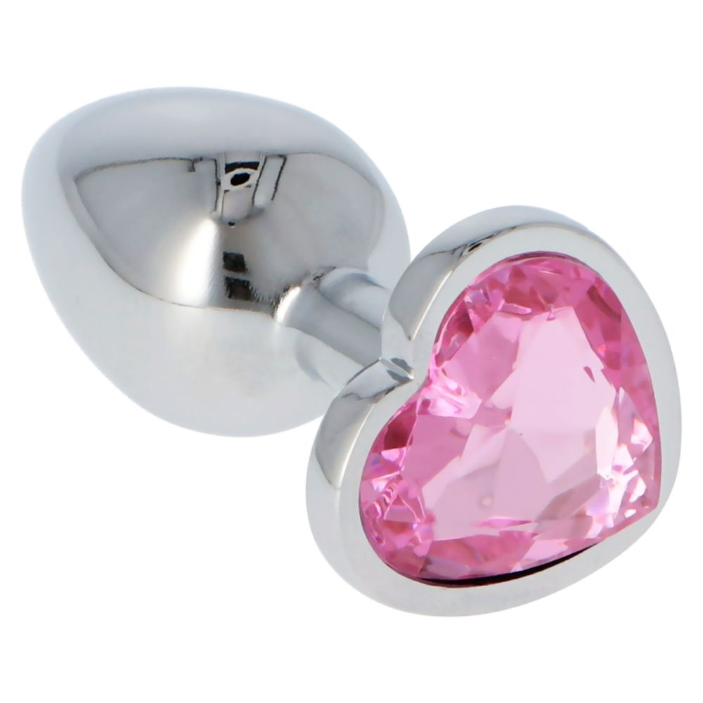 Pink Heart Plug – Ροζ Μεταλλικό Anal Plug με Κρύσταλλο Καρδιά (7 cm) - Image 2