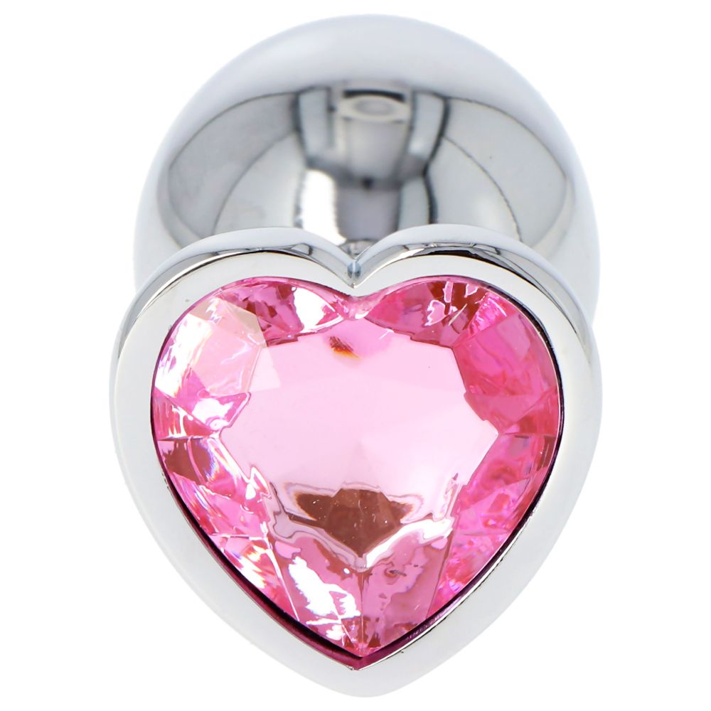 Pink Heart Plug – Ροζ Μεταλλικό Anal Plug με Κρύσταλλο Καρδιά (7 cm) - Image 3