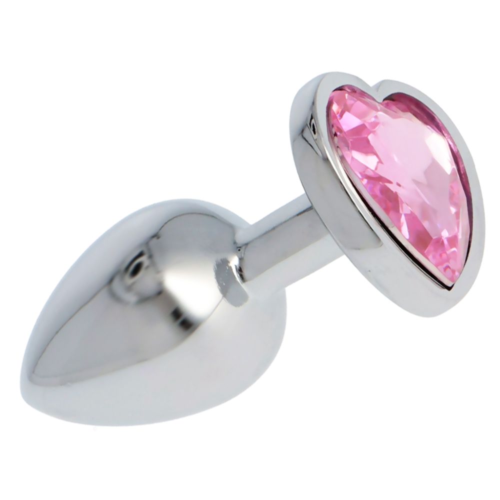 Pink Heart Plug – Ροζ Μεταλλικό Anal Plug με Κρύσταλλο Καρδιά (7 cm) - Image 5