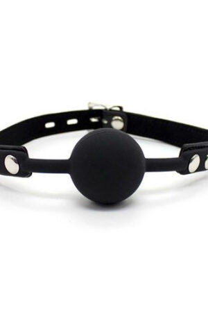 Fetish Ball Gag Black 60cm – Silicone Gag with Metal Padlock