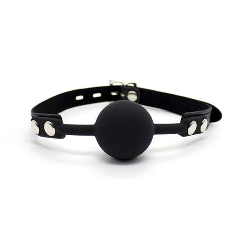 Fetish Ball Gag Black 60cm – Silicone Gag with Metal Padlock