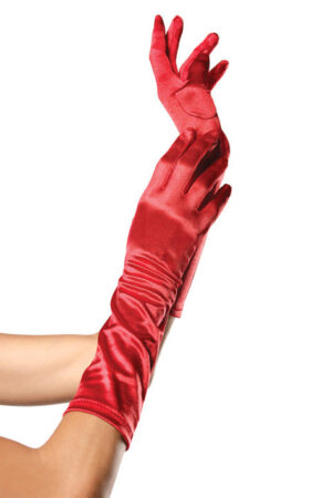 Sexy Elbow Gloves Red – Satin-Finish Long Gloves