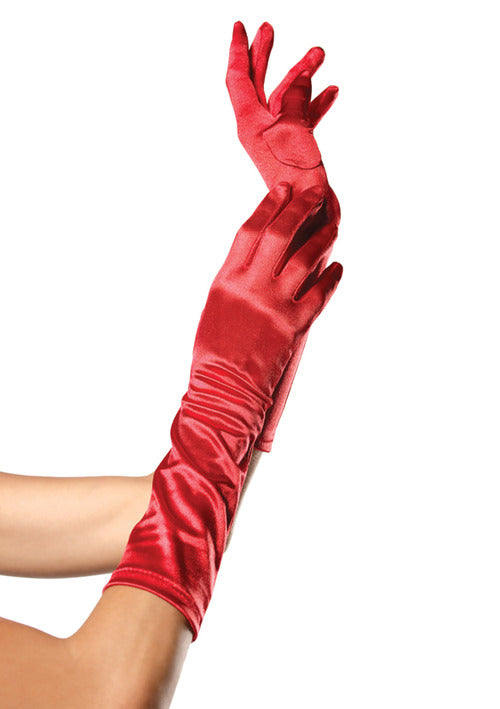 Sexy Elbow Gloves Red – Satin-Finish Long Gloves
